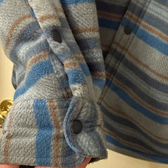 ** Volcom ** men’s Sherpa jacket voyager Striped Blue and Gray - Large Jacket - Picture 10 of 10